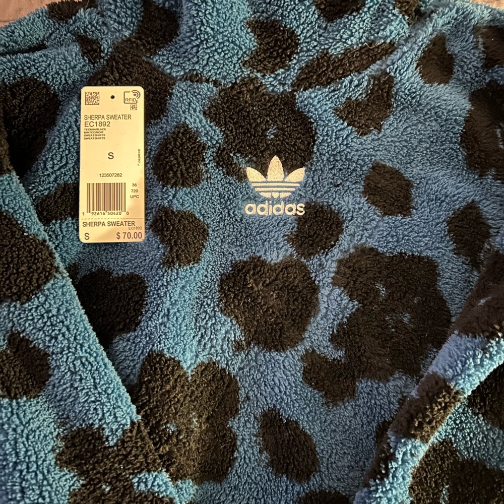 Adidas Black and Blue Sherpa Jacket